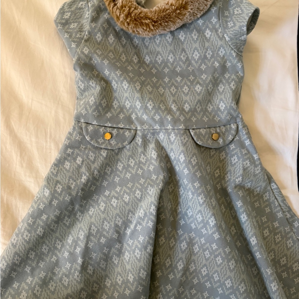 Hope and Henry winter Christmas dress with fur collar